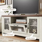 55" Farmhouse TV-Schrank mit Wellenlinien-Acryltüren, Entertainment-Center für 55" Fernseher, verstellbare Einlegeböden, 136 kg Tragfähigkeit