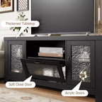 55" Farmhouse TV-Schrank mit Wellenlinien-Acryltüren, Entertainment-Center für 55" Fernseher, verstellbare Einlegeböden, 136 kg Tragfähigkeit