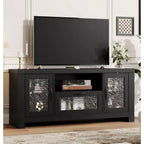 55" Farmhouse TV-Schrank mit Wellenlinien-Acryltüren, Entertainment-Center für 55" Fernseher, verstellbare Einlegeböden, 136 kg Tragfähigkeit