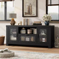 55 Farmhouse TV Stand with Water Ripple Acrylic Doors  Entertainment Center for 55 TVs, Adjustable Shelves, 300 lbs Capacity