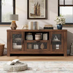 55" Farmhouse TV-Schrank mit Wellenlinien-Acryltüren, Entertainment-Center für 55" Fernseher, verstellbare Einlegeböden, 136 kg Tragfähigkeit