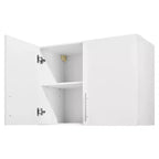 VEVOR Laundry Room Wall Cabinet, 2-Tier Wall Mounted Hanging Cabinet with Adjustable Shelf, 32 in Cupboard Storage with 2 Doors, White