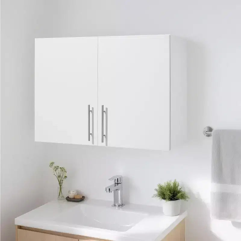 VEVOR Wäscheschrank mit 2 Türen und verstellbarem Regal, 2-stufiger Hängeschrank für die Waschküche, 81 cm, Weiß