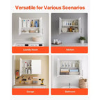 VEVOR Wäscheschrank mit 2 Türen und verstellbarem Regal, 2-stufiger Hängeschrank für die Waschküche, 81 cm, Weiß
