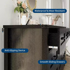 Kommode mit 9 Schubladen für Schlafzimmer, 59 cm hoher Bauernhaus-Holzschrank, moderne lange Kommode, Holzschrank mit Griffen für Wohnzimmer