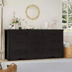 9 Drawer Dresser for Bedroom, 59 Farmhouse Wooden Tall Chest of Drawers, Modern Long Dresser, Wood Storage Cabinet with Handles for Living Room