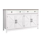 VEVOR Coffee Bar Cabinet, Farmhouse Coffee Bar Table with 2 Drawers, Buffet Stand Cabinet with 4 Barn Doors, 55.1 x 15.5 x 31.5 in, White