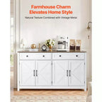 VEVOR Kaffeebar-Schrank, Bauernhaus-Kaffeebartisch mit 2 Schubladen, Buffetschrank mit 4 Scheunentüren, 140 x 39,5 x 80 cm, Weiß