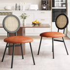 Moderne Esszimmerstühle aus Rattan, Küchenstühle mit gepolstertem Kissen und Metallbeinen für kleine Räume, Wohnzimmer, Café, Restaurant