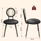 Moderne Esszimmerstühle aus Rattan, Küchenstühle mit gepolstertem Kissen und Metallbeinen für kleine Räume, Wohnzimmer, Café, Restaurant
