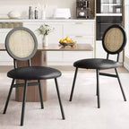 Moderne Esszimmerstühle aus Rattan, Küchenstühle mit gepolstertem Kissen und Metallbeinen für kleine Räume, Wohnzimmer, Café, Restaurant