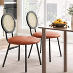 Moderne Esszimmerstühle aus Rattan, Küchenstühle mit gepolstertem Kissen und Metallbeinen für kleine Räume, Wohnzimmer, Café, Restaurant
