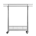 VEVOR Clothes Rack, Rolling Clothing Garment Rack with 2 Hanging Rods and Storage Basket, 330 lbs Load Capacity, Silver