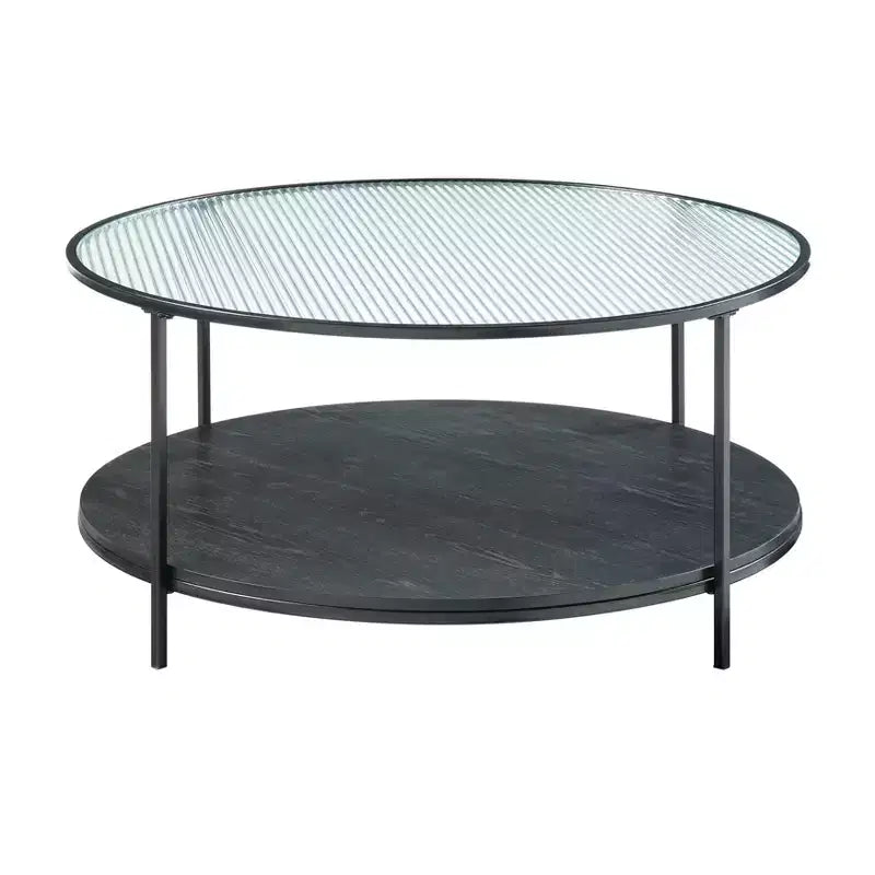 GDFStudio Carson Modernes 2-teiliges Couchtisch- und Beistelltisch-Set aus Metall mit Glasplatte