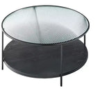 GDFStudio Carson Modernes 2-teiliges Couchtisch- und Beistelltisch-Set aus Metall mit Glasplatte