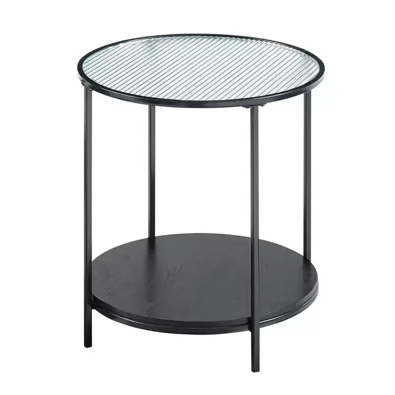 GDFStudio Carson Modernes 2-teiliges Couchtisch- und Beistelltisch-Set aus Metall mit Glasplatte