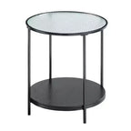 GDFStudio Carson Modernes 2-teiliges Couchtisch- und Beistelltisch-Set aus Metall mit Glasplatte