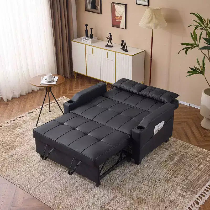 Gepolstertes Katzenkrallen-Leder Schlafsofa mit Kissen für kleine Räume