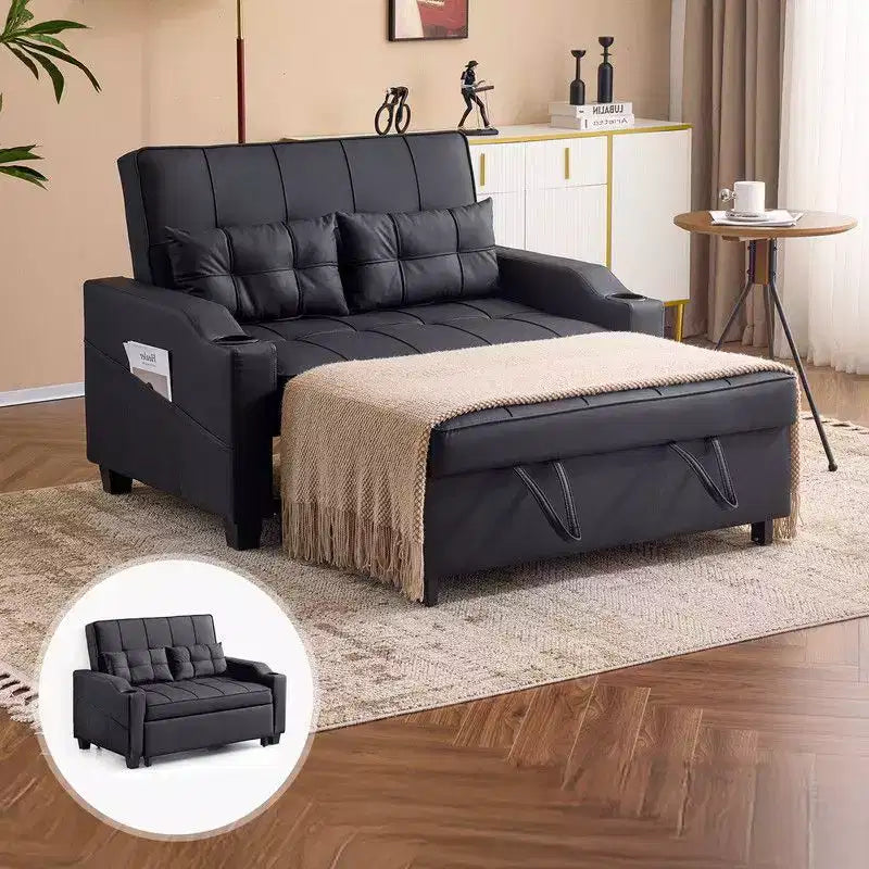 Gepolstertes Katzenkrallen-Leder Schlafsofa mit Kissen für kleine Räume