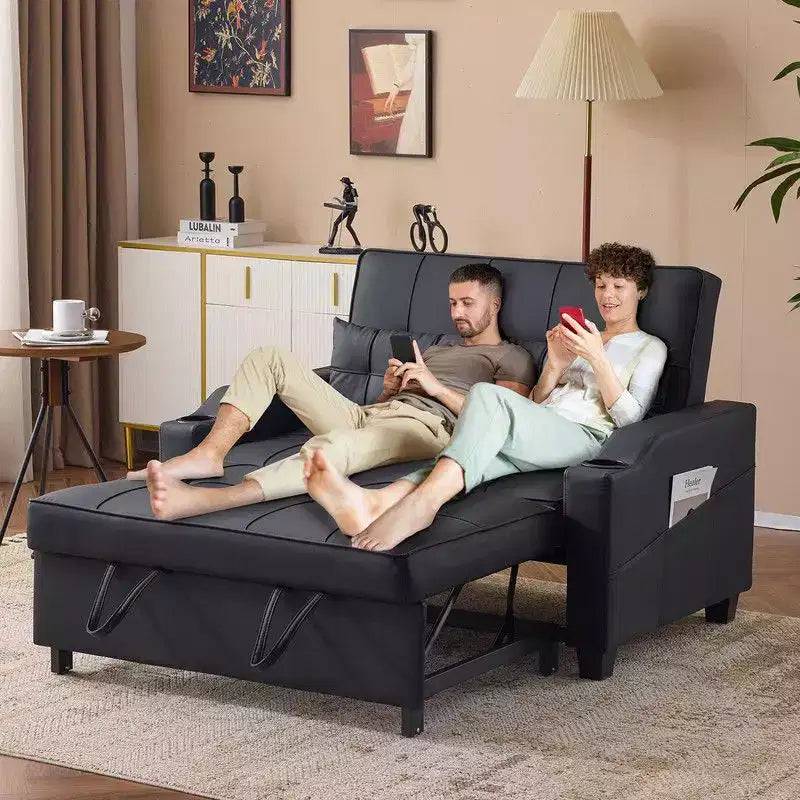 Gepolstertes Katzenkrallen-Leder Schlafsofa mit Kissen für kleine Räume