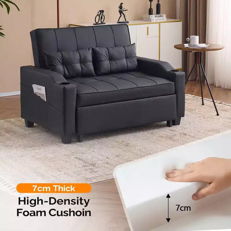 Gepolstertes Katzenkrallen-Leder Schlafsofa mit Kissen für kleine Räume
