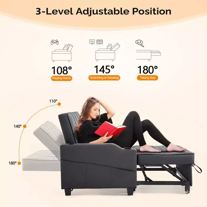 Gepolstertes Katzenkrallen-Leder Schlafsofa mit Kissen für kleine Räume