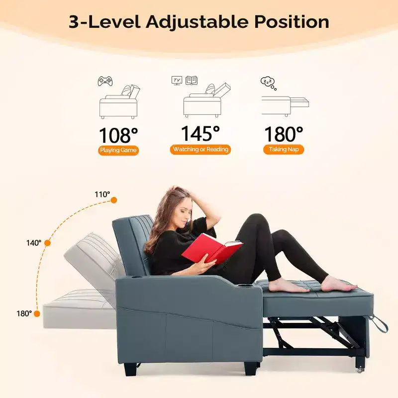 Gepolstertes Katzenkrallen-Leder Schlafsofa mit Kissen für kleine Räume