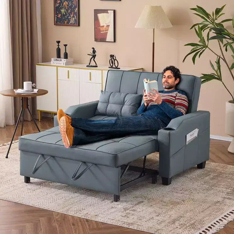 Gepolstertes Katzenkrallen-Leder Schlafsofa mit Kissen für kleine Räume