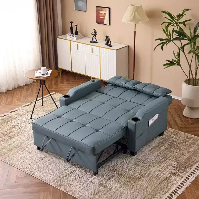 Gepolstertes Katzenkrallen-Leder Schlafsofa mit Kissen für kleine Räume