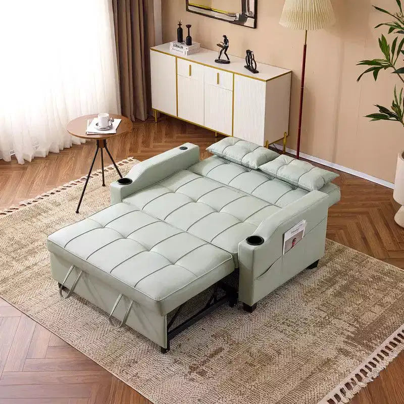 Gepolstertes Katzenkrallen-Leder Schlafsofa mit Kissen für kleine Räume