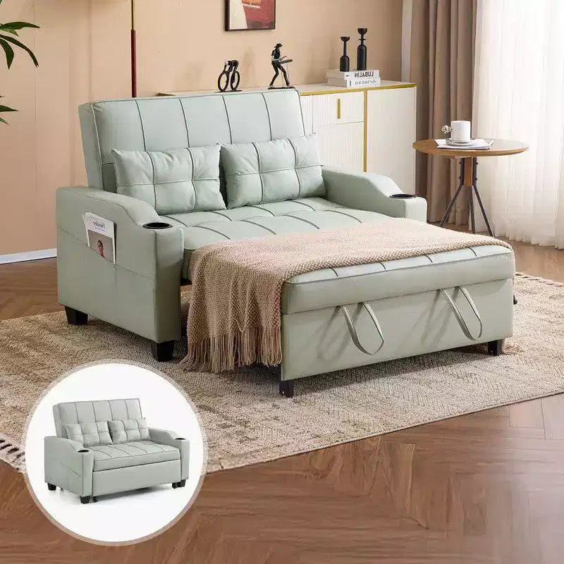 Gepolstertes Katzenkrallen-Leder Schlafsofa mit Kissen für kleine Räume