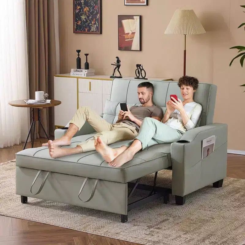 Gepolstertes Katzenkrallen-Leder Schlafsofa mit Kissen für kleine Räume