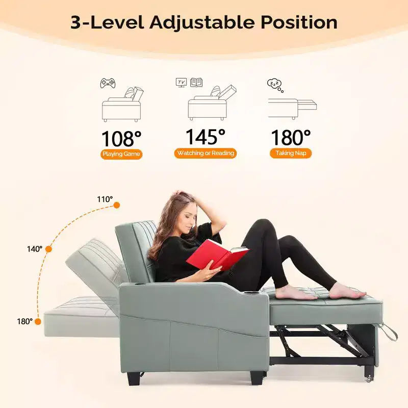 Gepolstertes Katzenkrallen-Leder Schlafsofa mit Kissen für kleine Räume