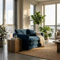 Homy Casa Oversized Deep Accent Chair with Toss Pillow, Blue