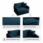 Homy Casa Übergroßer tiefer Sessel mit Zierkissen, Blau
