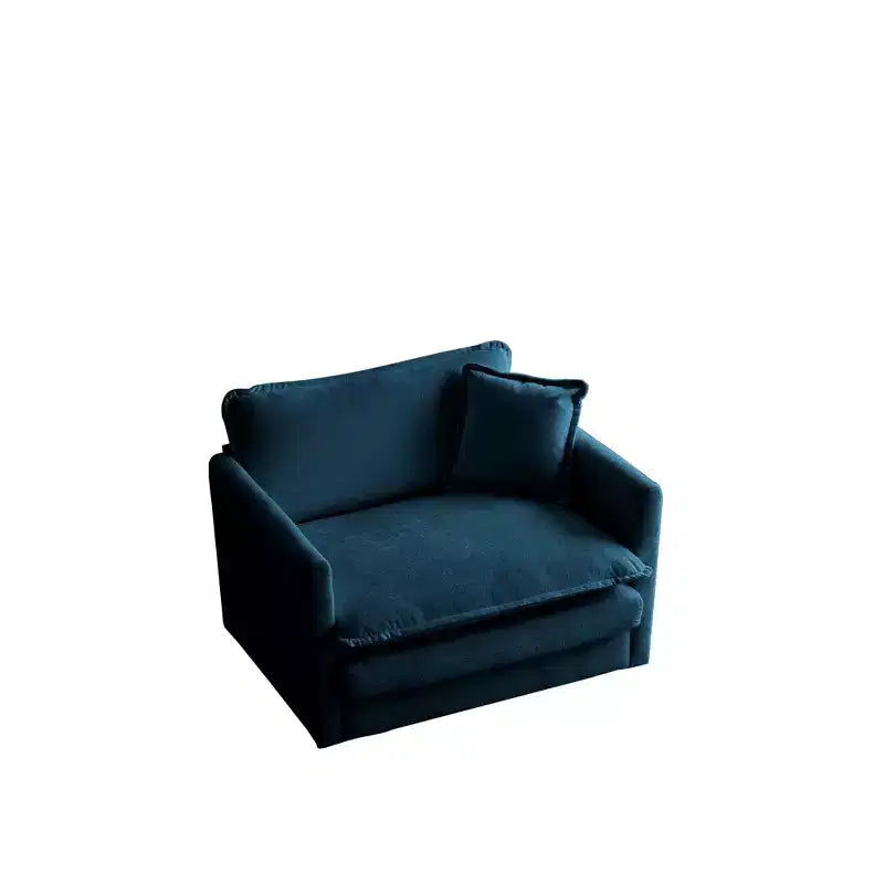 Homy Casa Übergroßer tiefer Sessel mit Zierkissen, Blau