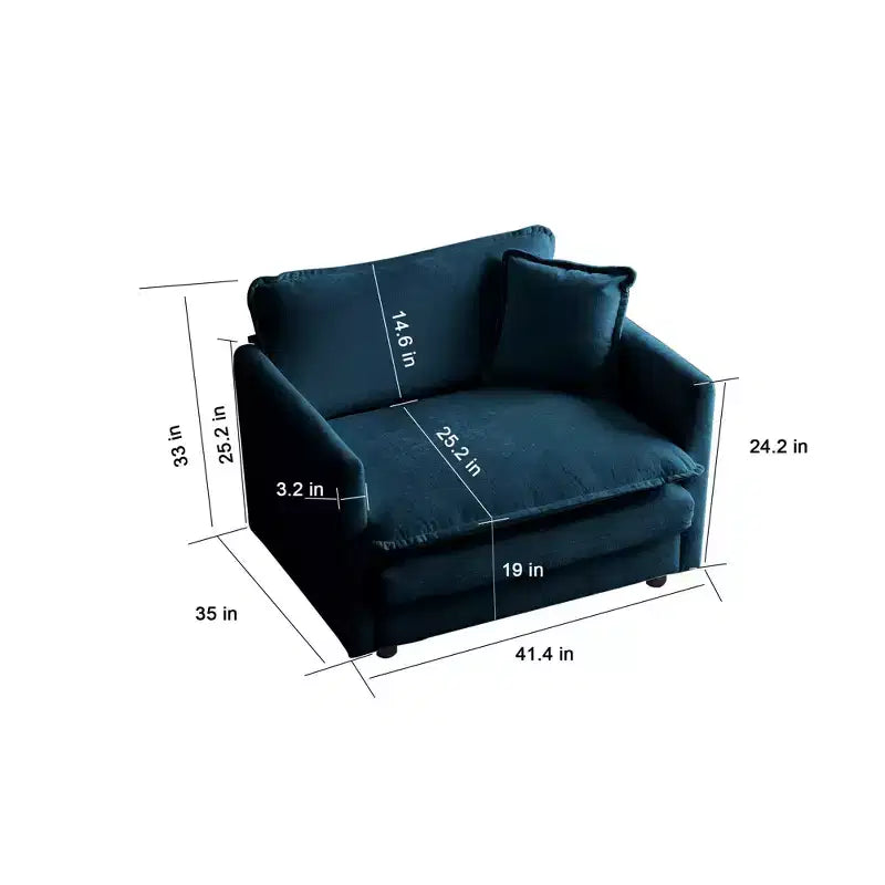 Homy Casa Übergroßer tiefer Sessel mit Zierkissen, Blau