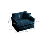 Homy Casa Übergroßer tiefer Sessel mit Zierkissen, Blau