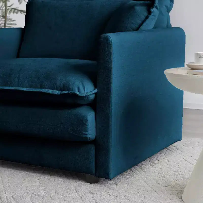 Homy Casa Übergroßer tiefer Sessel mit Zierkissen, Blau