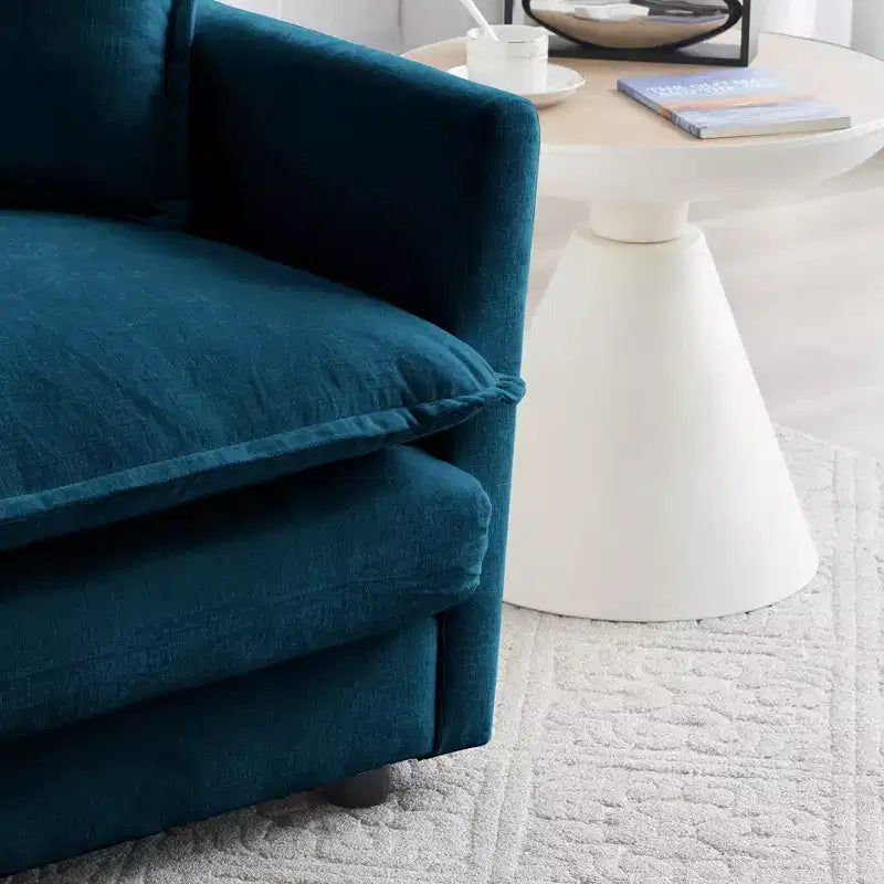 Homy Casa Übergroßer tiefer Sessel mit Zierkissen, Blau