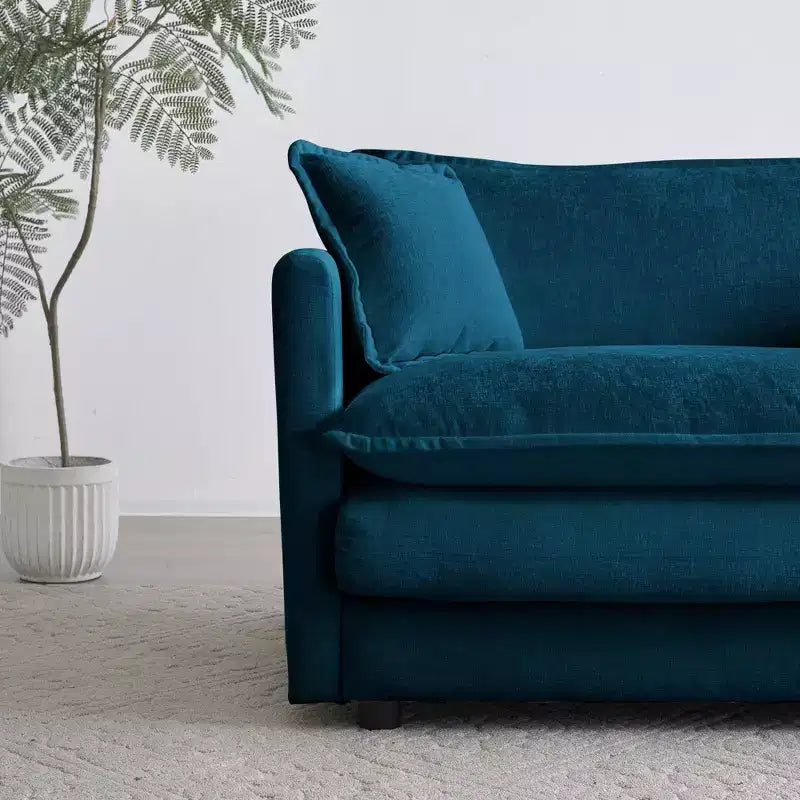 Homy Casa Übergroßer tiefer Sessel mit Zierkissen, Blau