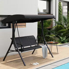 Hollywoodschaukel mit verstellbarem Sonnendach, 3-Sitzer Hollywoodschaukel mit verstellbarem Neigungsschutz, Veranda-Schaukel 3-Sitzer mit Sonnendach