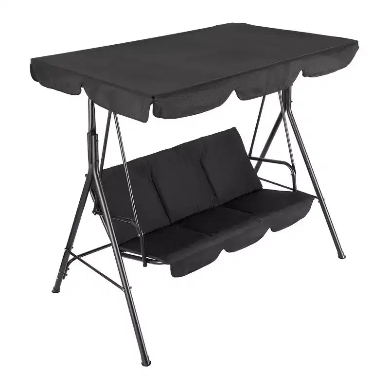 Hollywoodschaukel mit verstellbarem Sonnendach, 3-Sitzer Hollywoodschaukel mit verstellbarem Neigungsschutz, Veranda-Schaukel 3-Sitzer mit Sonnendach