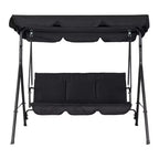 Hollywoodschaukel mit verstellbarem Sonnendach, 3-Sitzer Hollywoodschaukel mit verstellbarem Neigungsschutz, Veranda-Schaukel 3-Sitzer mit Sonnendach