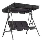 Outdoor Swing Chair with Adjustable Canopy, 3-Person Outdoor Patio SwingChair with Adjustable Tilt Shade, Porch Swing 3 Seater with Canopy