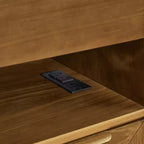 Mid-Century Modern Nachttisch mit Ladestation, 2 Schubladen, Schranktür, gerilltes Design, abschließbar (W1801P303392)
