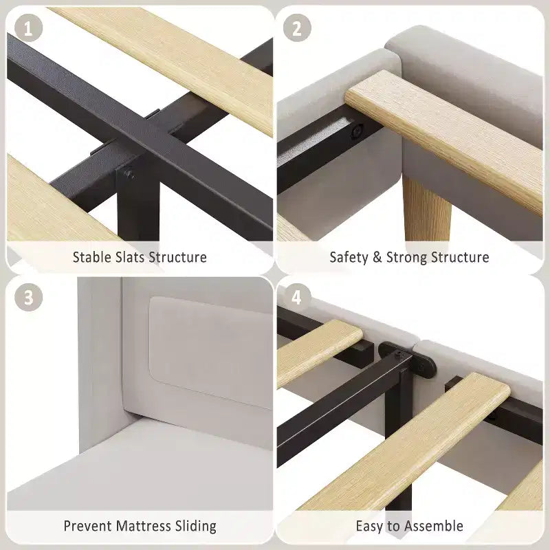 Kinder-Einzelbettgestell mit Samtpolsterung, Flügelkopfstütze, LED-Beleuchtung & Aufbewahrungsregal, Einzelbett im Prinzessinnen-Stil, kein Boxspring erforderlich