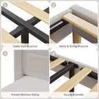 Kinder-Einzelbettgestell mit Samtpolsterung, Flügelkopfstütze, LED-Beleuchtung & Aufbewahrungsregal, Einzelbett im Prinzessinnen-Stil, kein Boxspring erforderlich