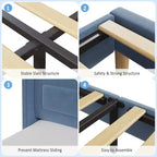 Kinder-Einzelbettgestell mit Samtpolsterung, Flügelkopfstütze, LED-Beleuchtung & Aufbewahrungsregal, Einzelbett im Prinzessinnen-Stil, kein Boxspring erforderlich