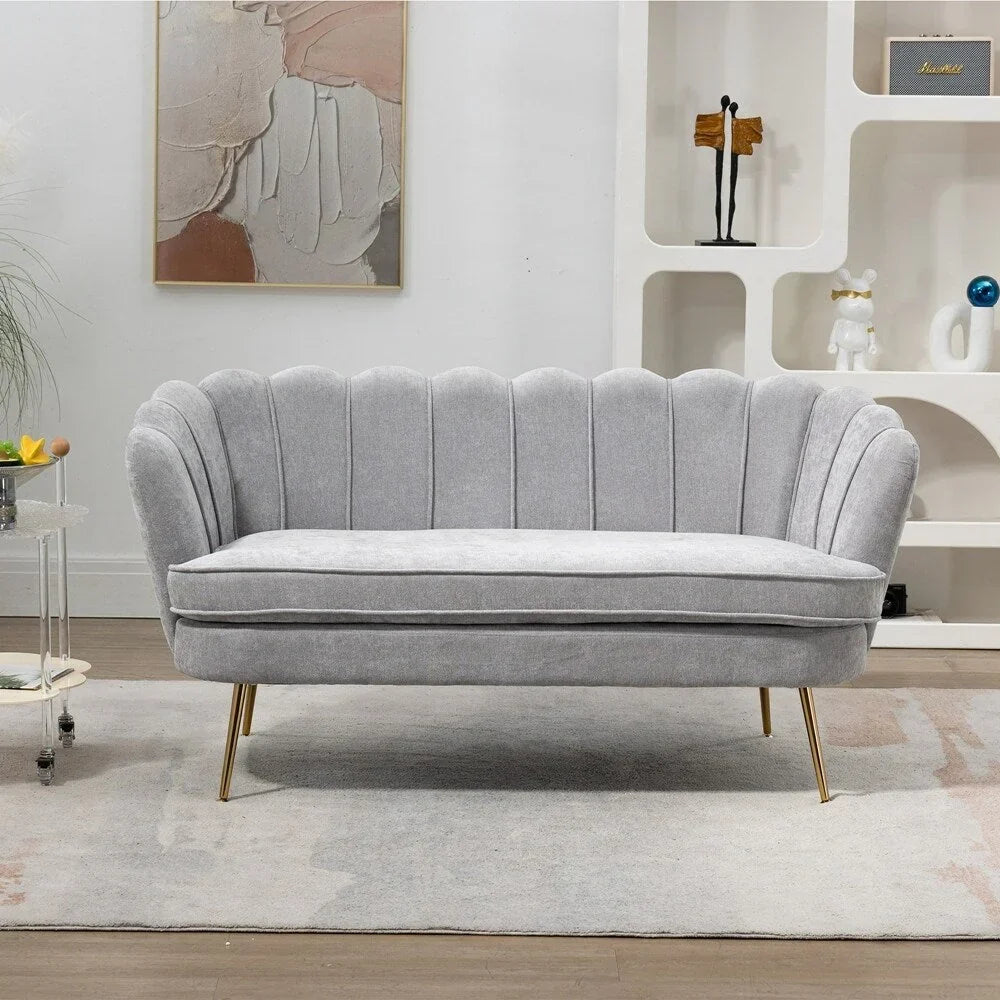 Kleines Mini-Zimmer-Sofa Zweisitzer mit Goldmetallfüßen - 2 Sitzer